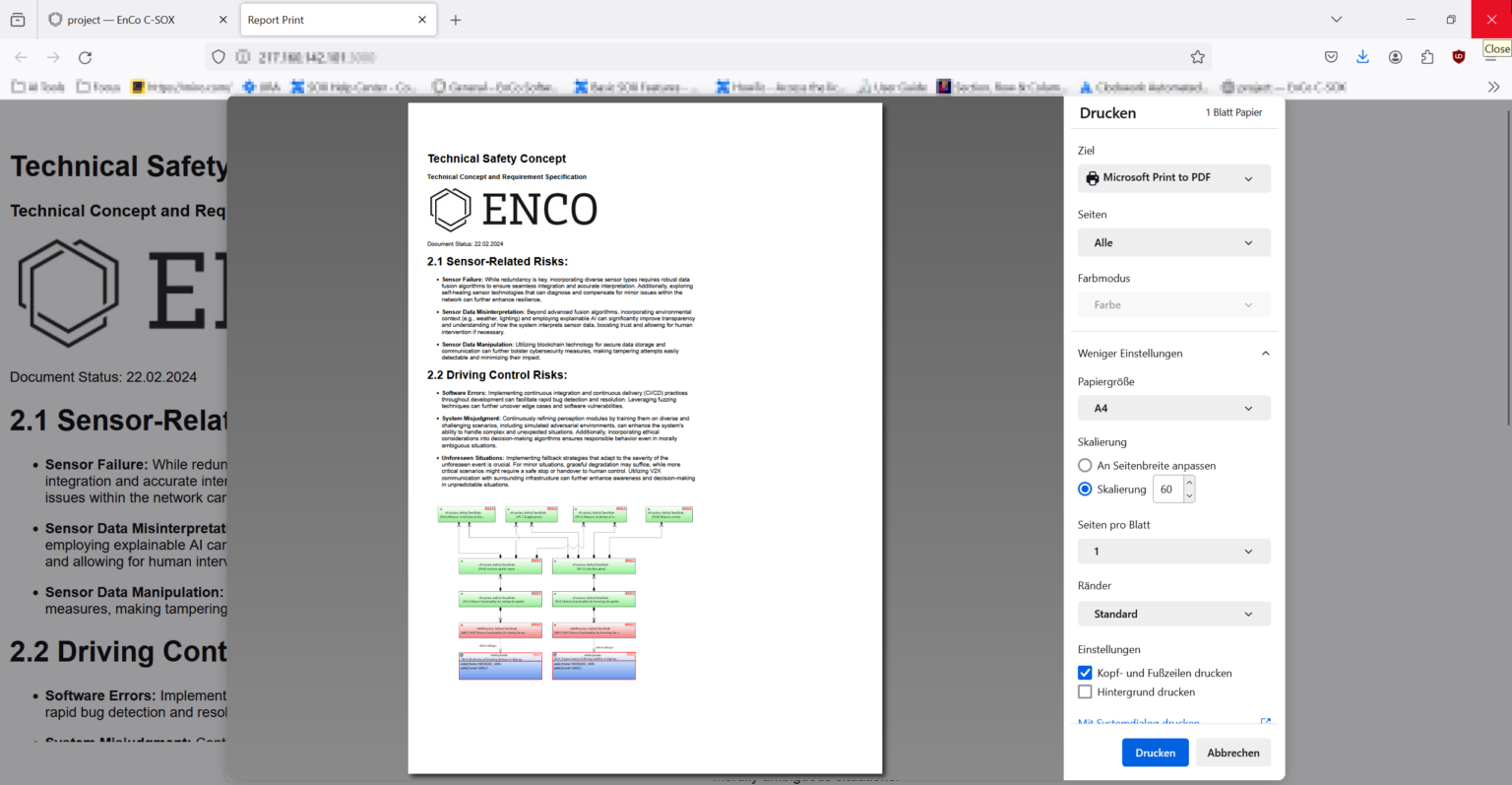 EnCo SOX FMEA documentation reporting and export